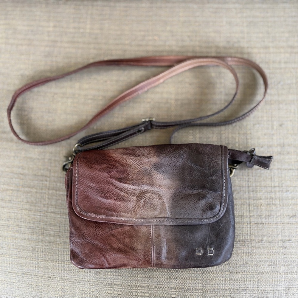 Bed|Stü Ziggy Crossbody Leather Bag, Gorgeous Maroon to Putple Ombré